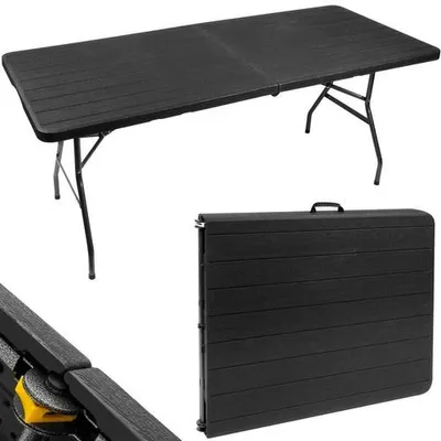 Image de Table pliante 180x74 cm noir Malatec 12280