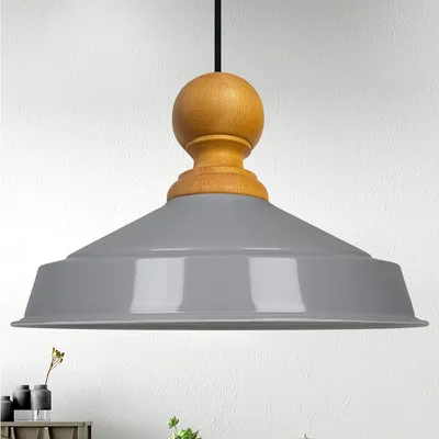 Produktbild von Pendelleuchte Holz Asletl 40 cm - Grau