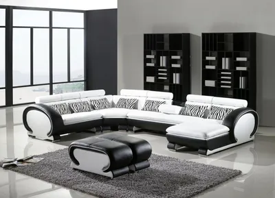 Produktbild von Ledersofa Ecksofa +2x Hocker Garnitur Polster U Form Couch Design Wohnlandschaft