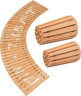 Productafbeelding van Rolweg, tuinvijverpad, uitrolbaar houten pad, tuinstaptegels, afmetingen 218x43 cm