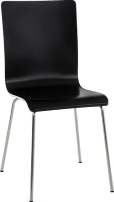 Produktbild von CLP Besucherstuhl Pepe mit ergonomisch geformten Holzsitz und Metallgestell schwarz