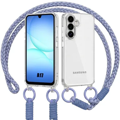 Image de Coque pour Samsung Galaxy A17 4G/5G, Antichoc Anti-Rayures Bumper Solide avec Cordon Violet