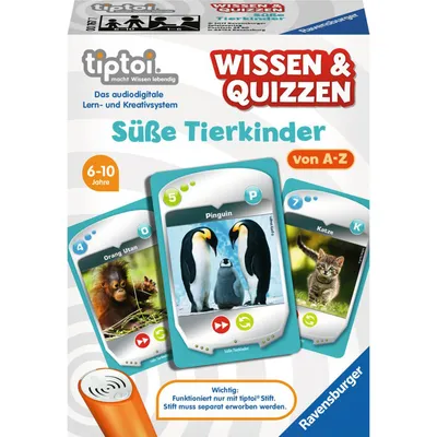 Produktbild von Ravensburger tiptoi 3in1 Wissen & Quizzen Süße Tierkinder 00767