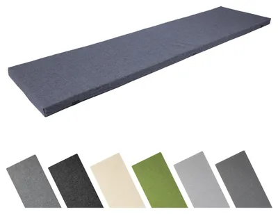 Image de Coussin de banc Garronda, 160x40 cm, environ 4 cm d'épaisseur, pour l'extérieur, idéal pour banc de jardin et hamac balancelle. Coussin d'assise pour banc, résistant à l'eau et aux UV, avec attaches. Couleur : bleu marine. Modèle : GD-0220