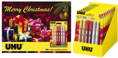 Produktbild von UHU® 39040 Young Creativ' Glitter Glue - 6 x 10 ml, 3 Farben sortiert, Infokarte