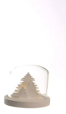 Produktbild von LED Holzhaus unter Glasglocke 9 cm batteriebetrieben