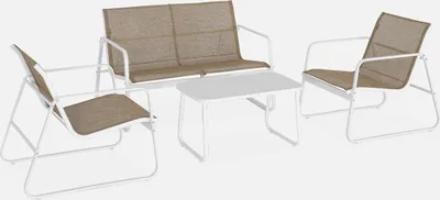 Produktbild von sweeek - Gartenset aus Metall und Textilene für 4 Personen - Weiß