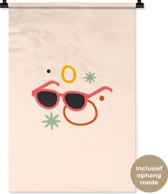 Produktbild von MuchoWow® Wandteppich Wandbehang Sonnenbrillen - Sommer - Sterne 60x90 cm Tapisserie Dekoration Wandtuch - Foto-Teppich - Abwaschbar