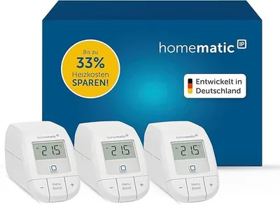 Produktbild von Homematic IP 161216A1 Heizungsset, 3 digitale Thermostate, App-Steuerung, Alexa/Google Home Automation, energieeffizient