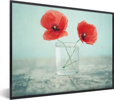 Produktbild von MuchoWow® MuchoWow® Gerahmtes Poster Mohn - Stilleben - Blumen 40x30 cm - Poster mit zchwarzem Bilderrahmen - Kunstposter - Wanddekorationen