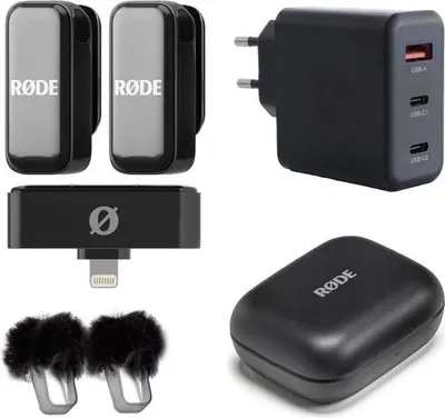Zdjęcie produktu dla Bezprzewodowy system mikrofonowy Rode Wireless Micro Lightning z zasilaczem sieciowym