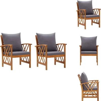 Image de vidaXL Chaises de jardin avec coussins 2 pcs. Acacia massif - Chaises de jardin
