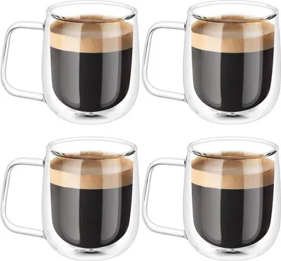 Doppelwandige Glas Kaffee- und Teetassen Set für Espresso, Latte und Macchiato - Ideal für heiße und kalte Getränke