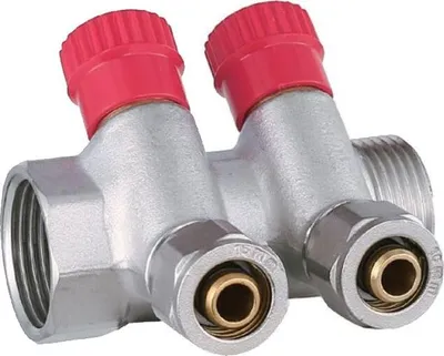 Produktbild von AQUA HEATING Warmwasserverteiler Wasserverteiler Warmwasser Trinkwasser Heizung Industrie Wasseranschluss-Verteiler 1 Zoll x 16 mm PEX 2 Kreise