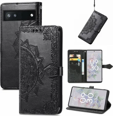 Zdjęcie produktu dla Pokrowiec König Design kompatybilny z Google Pixel 6A pokrowiec ze skóry syntetycznej na telefon komórkowy - Etui na telefon komórkowy czarne