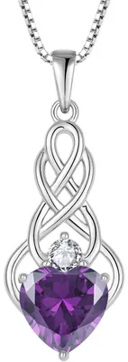 Produktbild von Kette Damen 925 Sterling Silber Keltischer Knoten Amethyst Geburtsstein 45+3 cm
