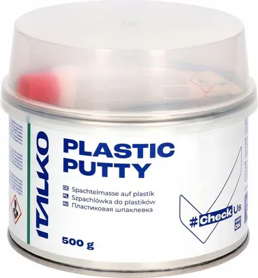 Produktbild von ITALKO Kunststoffspachtel 500g – Polyester Autospachtel für Plastik, GFK, Alu, Stahl – elastisch, haftstark, grau + Härter