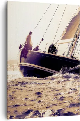 Produktbild von Bild auf Leinwand - Leinwandbild - Einteilig - Meer Yacht Welle - 70x100cm - Wand Bild - Wanddeko - Wandbilder - Leinwanddruck - Wanddekoration - Leinwand bilder - Wandbild - PA70x100-3719