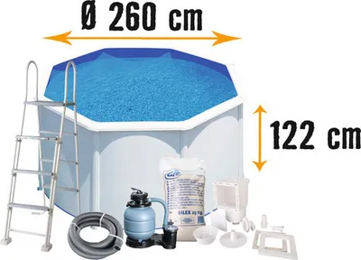 Produktbild von GRE Runder weißer Stahlwandpool Ø 240 x 120 cm KIT240ECO