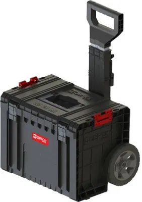 Produktbild von Qbrick System PRO Cart 2.0 mobile Box auf Rädern stapelbar 450 x 390 x 690 mm 28 l mit Teleskopgriff