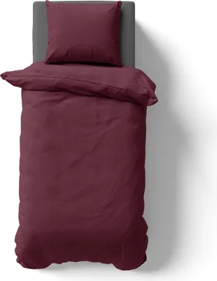 Produktbild von 2-tlg Renforcé UNI Bettwäsche 155x220 + 80x80 cm Kopfkissen Garnitur 100% Baumwolle Mit Reißverschluss bordeaux