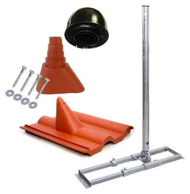 Produktbild von PremiumX PROFI X100-48K SAT Dachsparrenhalter Frankfurter Pfanne rot Mastkappe