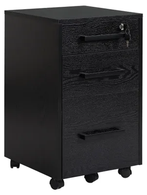Produktbild von Bš¹ro-Aktenschrank mit 3 abschlie?baren Schubladen, Holz, Schwarz, 39,2 x 40 x 65,4 cm