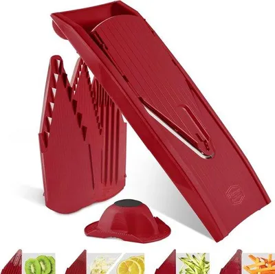 Image de Mandoline 5 pièces, rouge et bois