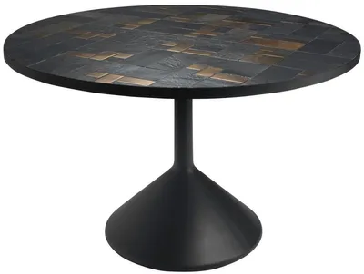 Produktbild von Casa Padrino Luxus Esstisch Mehrfarbig / Schwarz Ø 120 x H. 76 cm - Runder Küchentisch mit Schieferplatten & Keramik Fliesen