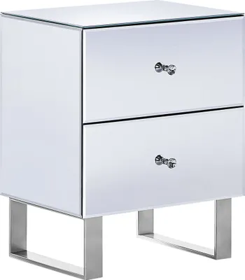 Zdjęcie produktu dla BELIANI Szafka nocna lustrzana szklana 48x35 cm 2 szuflady kryształowe gałki metalowa baza styl glam