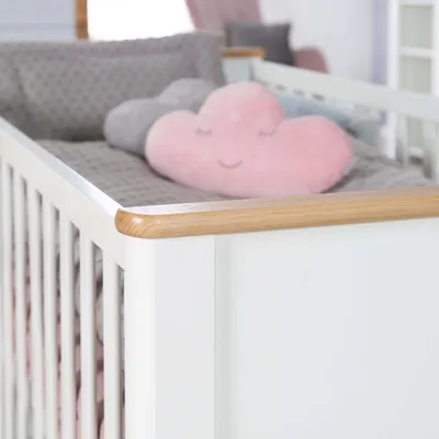 Produktbild von roba Kombi-Kinderbett 'Ava' 70 x1 40 cm, Babybett umbaubar zum Juniorbett, weiß, Nachbildung in 'Artisan Eiche'