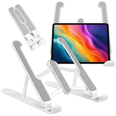 Produktbild von KRUMAD Laptopständer höhenverstellbar und faltbar, Notebook Halterung für Laptop und Tablet, verstellbarer Schreibtischständer ergonomisch mobil, KI-generiertes Bild