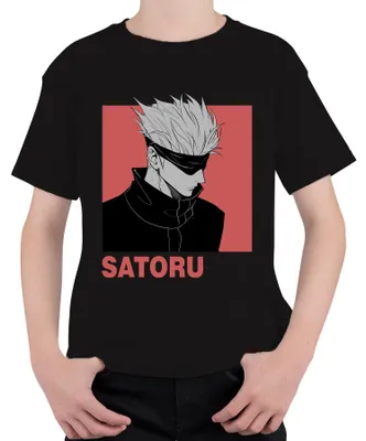 Produktbild von SATORU GOJO Jujutsu Kaisen Anime Ästhetik Fan Geschenk Augenbinde Kinder T-Shirt, Schwarz, 152