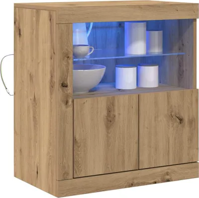 Zdjęcie produktu dla vidaXL Kredens LED brązowy 60,5 x 37 x 67 cm materiał drewnopochodny