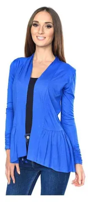 Produktbild von Damen Sweats Umhang Cardigan Blazer Poncho; Blau 2XL/3XL