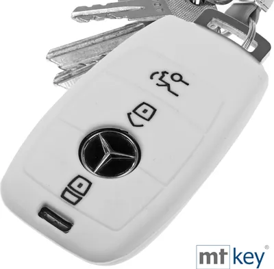 Produktbild von Auto Schlüssel Hülle Silikon Schutz Cover Weiß kompatibel mit Mercedes Benz E-Klasse W213 S213 C238 A238 3 Tasten KEYLESS SMARTKEY