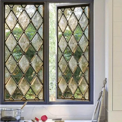 Productafbeelding van Glas-in-lood raamfolie, 45x100 cm - Decoratieve raamfolie - Privacyfolie met statische hechting - Geschikt voor woonkamer, kantoor, huis