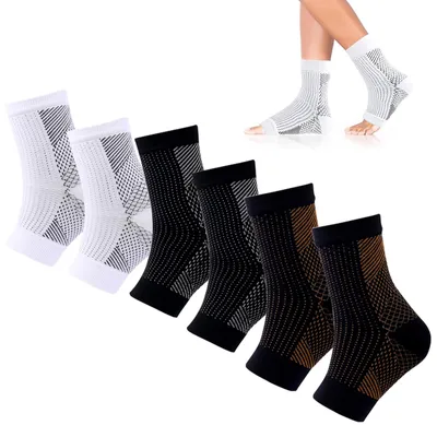 Obrázek produktu pro 3 páry kompresních kotníkových ponožek (bílé + černé a bílé + černé a hnědé)
