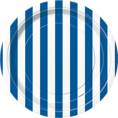 Produktbild von Pappteller Stripes Blau 18cmØ/8 St.