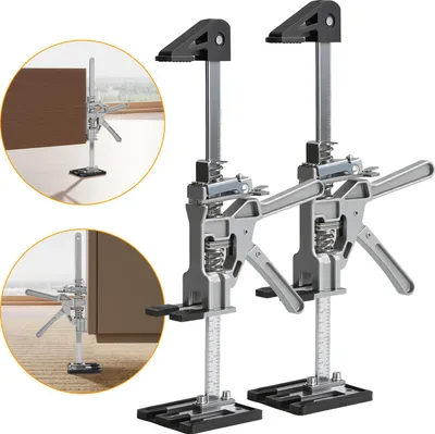 Zdjęcie produktu dla Izrielar 4x ręczny podnośnik do płyt gipsowo-kartonowych, podnośnik do szafek, do 200 kg, regulacja w zakresie 0–20 cm