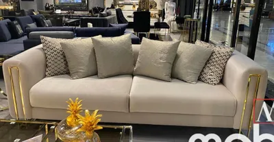 Produktbild von Design Sofa Moderne 3er Sitz Zimmer Möbel Grau Sofas Dreisitzer Couch Polster