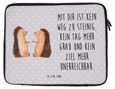 Produktbild von Mr. & Mrs. Panda Laptop Hülle Igel Liebe 33 x 42 cm - Grau Pastell - Geschenk, Sleeve, Hochzeit, Hochzeitstag, Laptophülle, Laptoptasche, Freundin, Verheiratet, Tasche