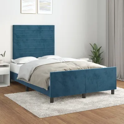 Produktbild von Bettgestell mit Kopfteil Dunkelblau 120x200 cm Samt
