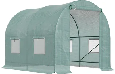 Immagine prodotto di Fortuna Lai Serra in plastica Serra per pomodori Serra Tunnel in plastica Semenzaio con finestra Verde 245 x 200 x 198 cm