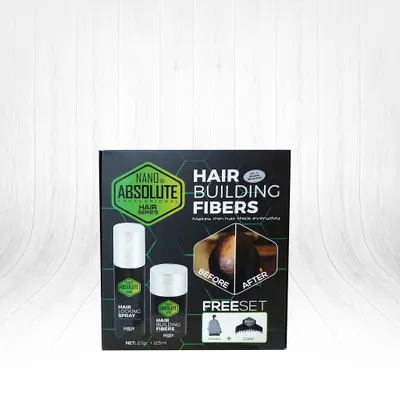 Produktbild von Nano Absolute Streuhaar Set, Schütthaar, Haarverdichtung Puder + Spray / Dunkelbraun