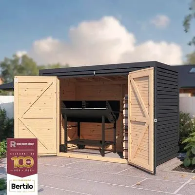 Produktbild von Fahrradgarage, Gartenschrank Bertilo Fineline Rhombusprofil Holz 207 x 103 x 143 cm RAL 7016 anthrazit