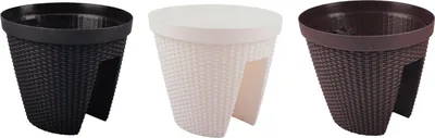 Produktbild von Geländertopf Rattan-Optik Balkontopf Balkonkasten Hängetopf Blumentopf Balkon