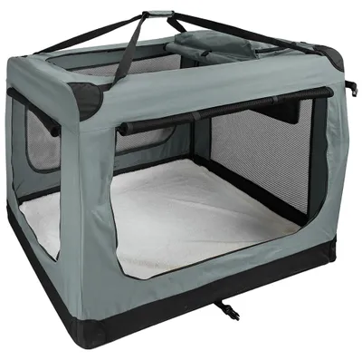 Produktbild von Faltbare Hundebox Transporttasche Transportbox Auto Katze Hunde Kaninchen Dunkelgrau Große Kleine Box Bag Klein Auto Tasche Transport 7 Größen S - XXXXL Petigi, Größe:XXXXL (122 x 80 x 82 cm)