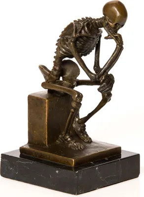Produktbild von Bronze nach Rodin Skelett Gerippe Denker Bronzefigur Bronzeskulptur Replik