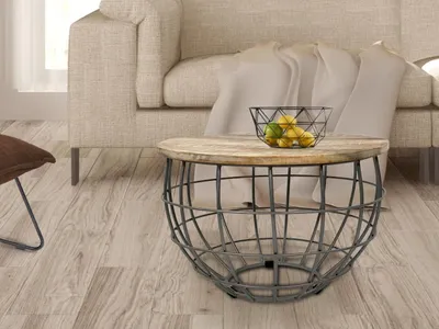 Produktbild von Beistelltisch nachhaltig Couchtisch Wohnzimmer-Tisch rund Lexington ø 55 cm Metall Gestell massiv weiß gekälkt - altsilber